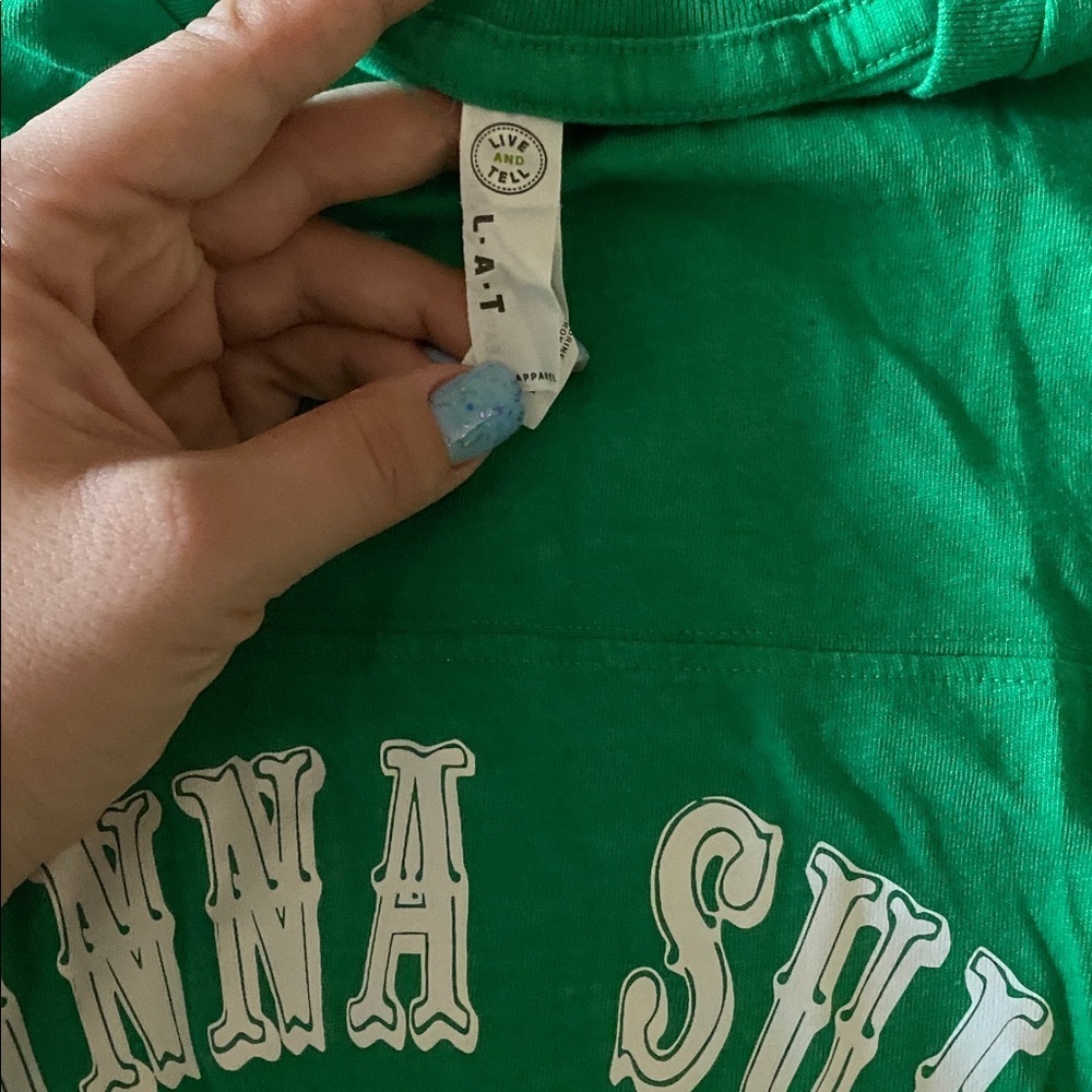 Anna Sui Green T-Shirt crew with White Accents size XL brand new no paper tags - Picture 5 of 5